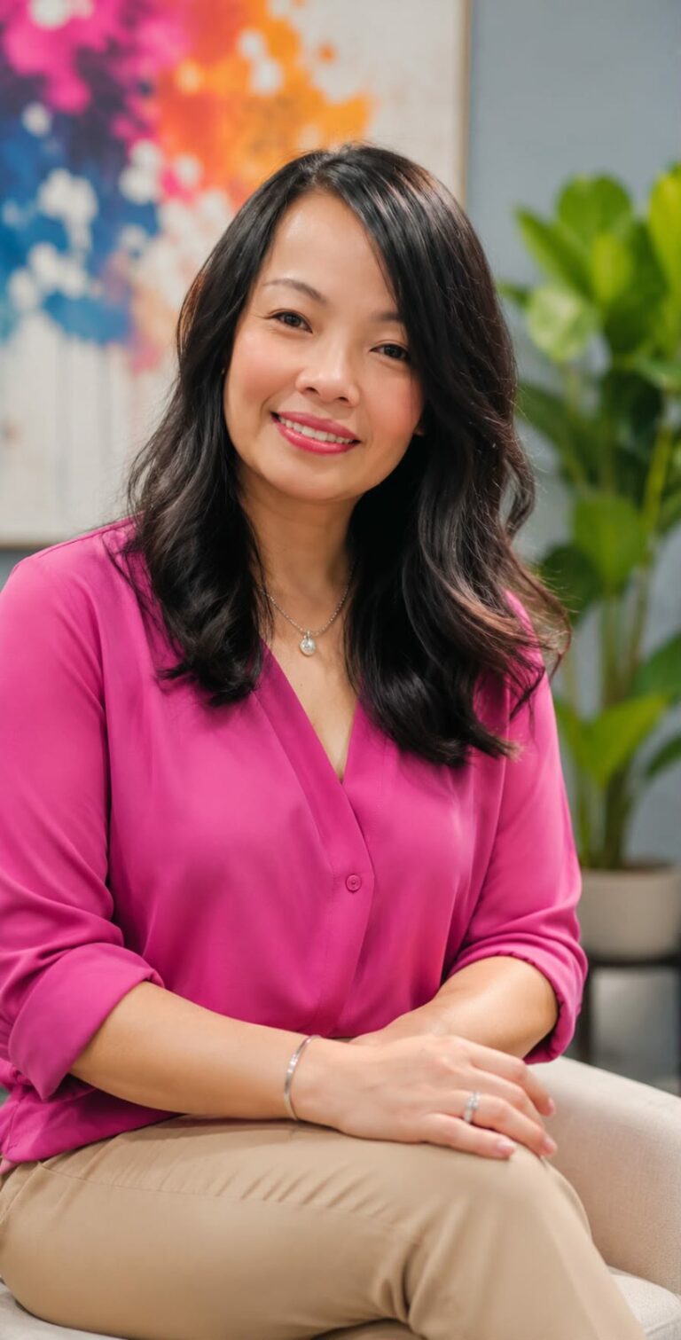 Võ Thị Như Mai wearing a pink blouse, selected portrait for her literary website